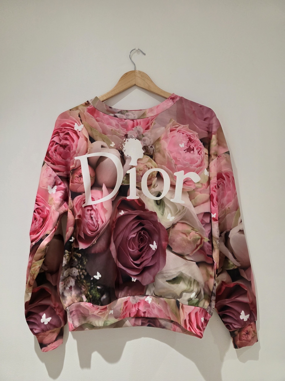 ROMWE Pink Floral Roses Print Women's Sweatshirt